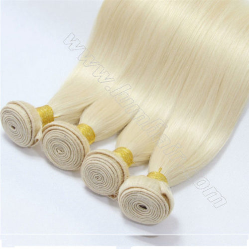 Grade-6A-18inch-remy Indian Hair Blonde Hair Extensions