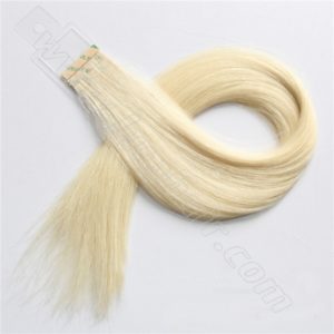 Blonde tape hair extensions
